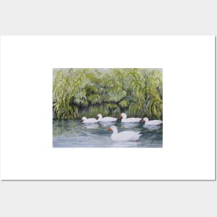 Duckies Day Out Watercolour Painting Posters and Art